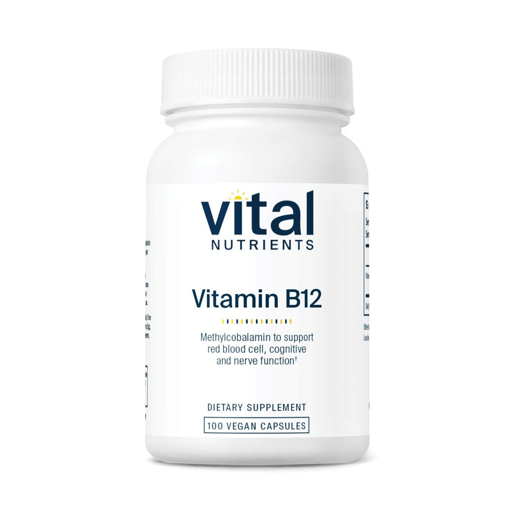 Vital Nutrients Vitamin B12 1000mcg - ビーガン - メタボリズム、認知と神経系の健康のためのメチルコバラミン* - 高機能B12サプリメント - グルテン、酪農場、大豆無料 - 100カプセル