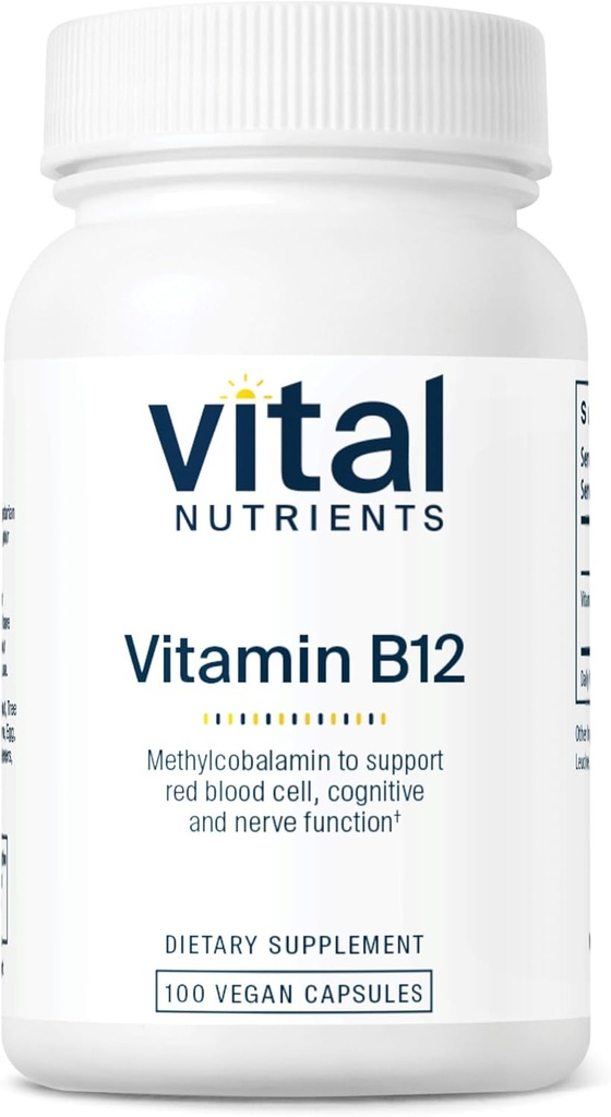 Vital Nutrients Vitamin B12 1000mcg - ビーガン - メタボリズム、認知と神経系の健康のためのメチルコバラミン* - 高機能B12サプリメント - グルテン、酪農場、大豆無料 - 100カプセル