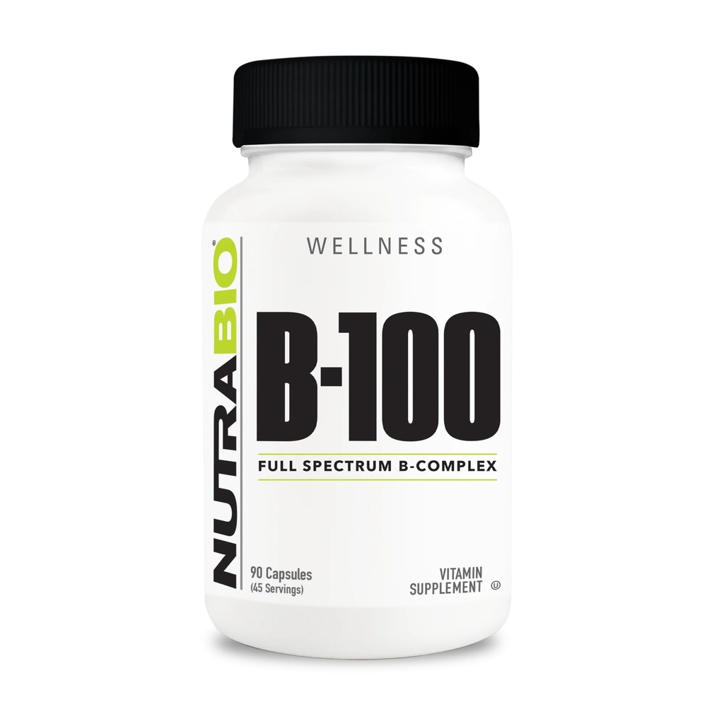 NutraBio B-100、ビタミン複合体、免疫システムサポート、健康な髪、皮膚、爪、90野菜カプセル
