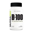 NutraBio B-100、ビタミン複合体、免疫システムサポート、健康な髪、皮膚、爪、90野菜カプセル