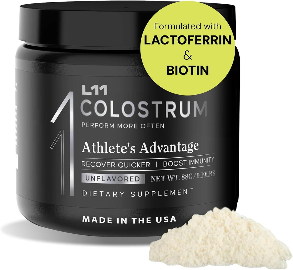 L11によるColostrumサプリメントは、Lactoferrinバイオチン亜鉛&ビタミンDで  ボーバインは、ピークアスレチックヘルス、腸の健康、筋肉と免疫サポートのためのパウダー  1500mgのColostrum - 風味の低い30のサービング