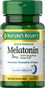 Nature's Bounty Melatoninは、リラックス&スリープを促進し、100%薬物無料睡眠補助金、3mg、120クイック解体錠