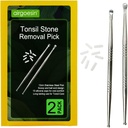 Airgoesin 2pcsのTonsilの石の取り外しは10の柔らかいシリコーンの帽子が付いているTonsillolithの優れた用具のステンレス鋼の口頭洗剤を取ります