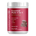 Celebrate Vitamins Essential Multi 4-in-1 Powder - Bariatric Multivitamin, 500mg Calcium, 4g Fiber, 25g Protein Shake Mix - Chocolate Milk (14 Servings)