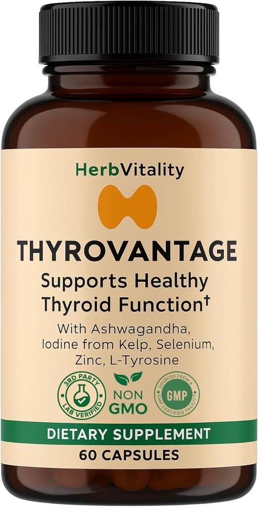 Thyroid Support Supplement – Iodine, Kelp, Ashwagandha, Selenium, Zinc – Supports Energy, Metabolism & Hormone Balance – L-Tyrosine, Schisandra, Bladderwrack (Pack of 1)