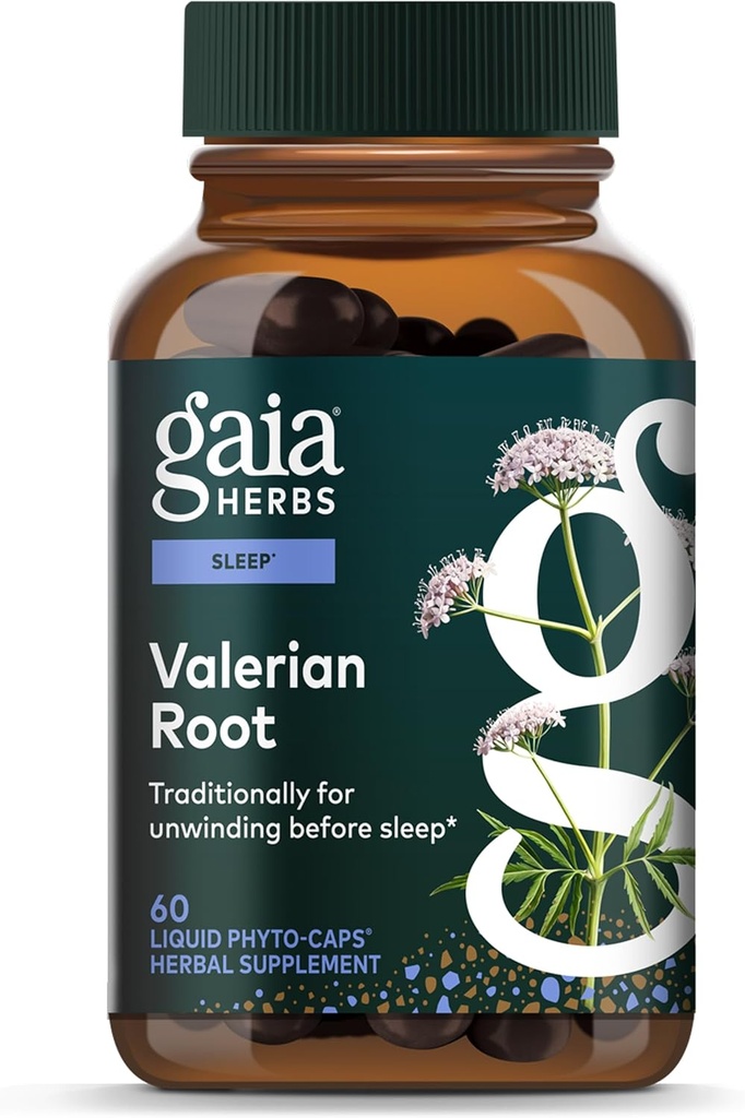 Gaia Herbs Valerian Root - 天然カルムのための自然な睡眠サポート - オーガニックValerian Root抽出物 - 60ビーガン液体Phyto-Capsules(30日間供給)