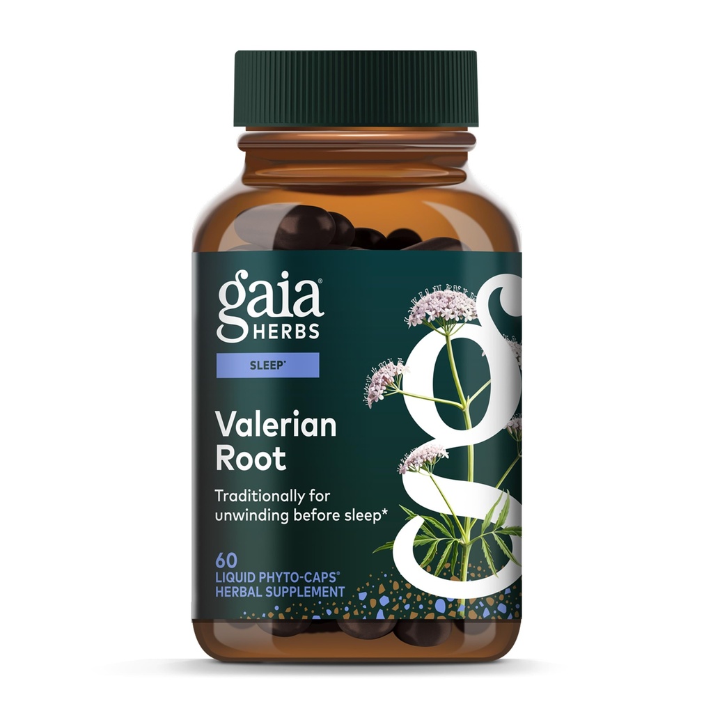 Gaia Herbs Valerian Root - 天然カルムのための自然な睡眠サポート - オーガニックValerian Root抽出物 - 60ビーガン液体Phyto-Capsules(30日間供給)