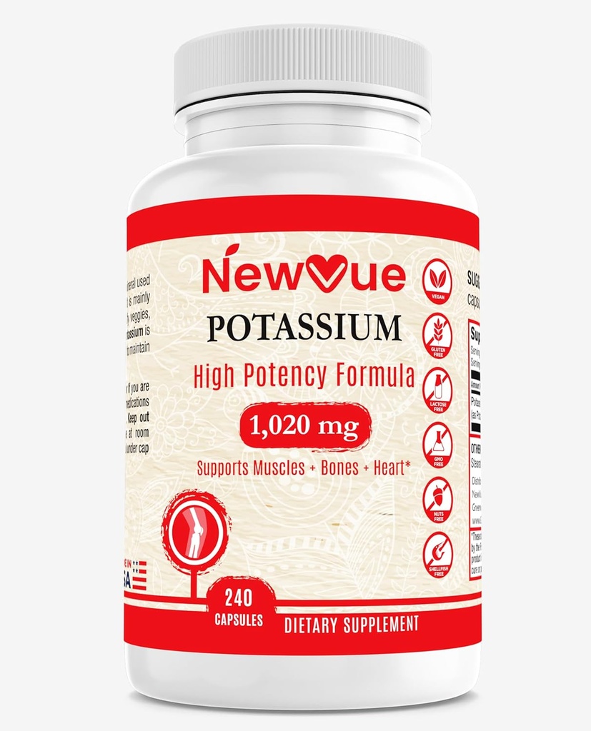 NewVueのカリウムの補足、1020のmg、120のサービング、240の帽子