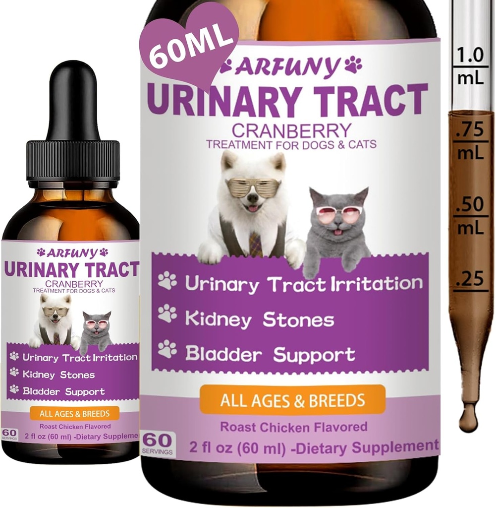 Cat & Dog Urinary Tract Infection Treatment - Support Bladder, Kidney & Incontinence - Cranberry Supplement for Cats & Dogs - Pet UTI Supplement - Pet Kidney Support - Roast Chicken Flavor