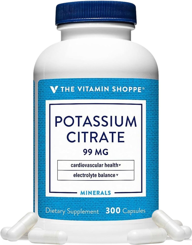 ビタミンShoppeのカリウムのクエン酸塩99MG - Cardiovascularの健康を支えて下さい、細胞機能を促進し、助けは全面的なウェルネス(300のカプセル)のための電解質のバランスを維持します