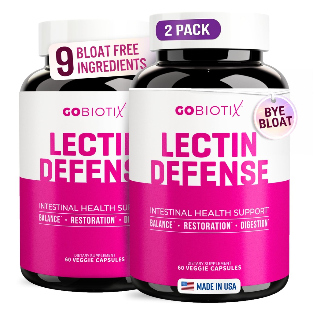 GOBIOTIX Lectin防衛 - Lectin Blocker MSMと消化酵素でリーキーガットのためのサプリメント - 女性と男性のための腸の健康でエイド - 非GMO +グルテンフリー - 60カプセル(2)