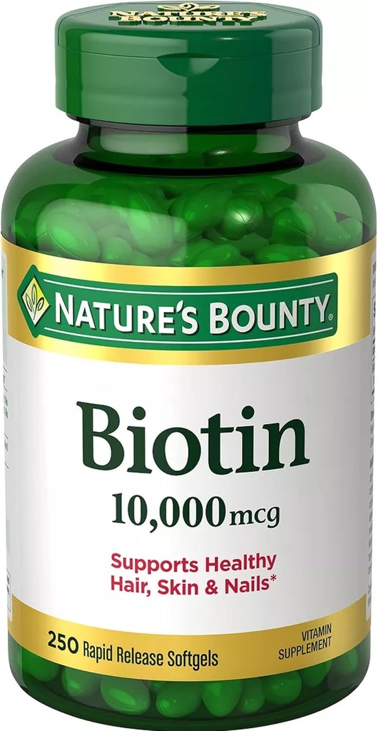 Nature's Bounty Biotin 10,000 mcg, 250 急速なリリースSoftgels