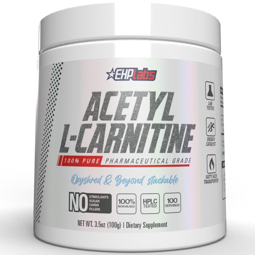 EHP Labs Acetyl Lのカルニチンの粉-サポート自然エネルギーの生産、健康な脳機能の助け、サポート中心の健康、完全菜食主義者のグルテンフリー、非GMO - 100のサービング