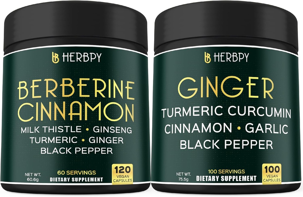 バンドル7in1 Berberine HCl&5in1ジンジャーサプリメント - サポート免疫、消化および心の健康
