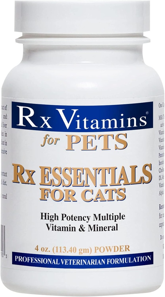 猫のためのRxビタミンエッセンシャル - ビタミン&ミネラルマルチビタミンサプリメント - ウェットまたはドライキャットフードに追加 - パウダー4オンス