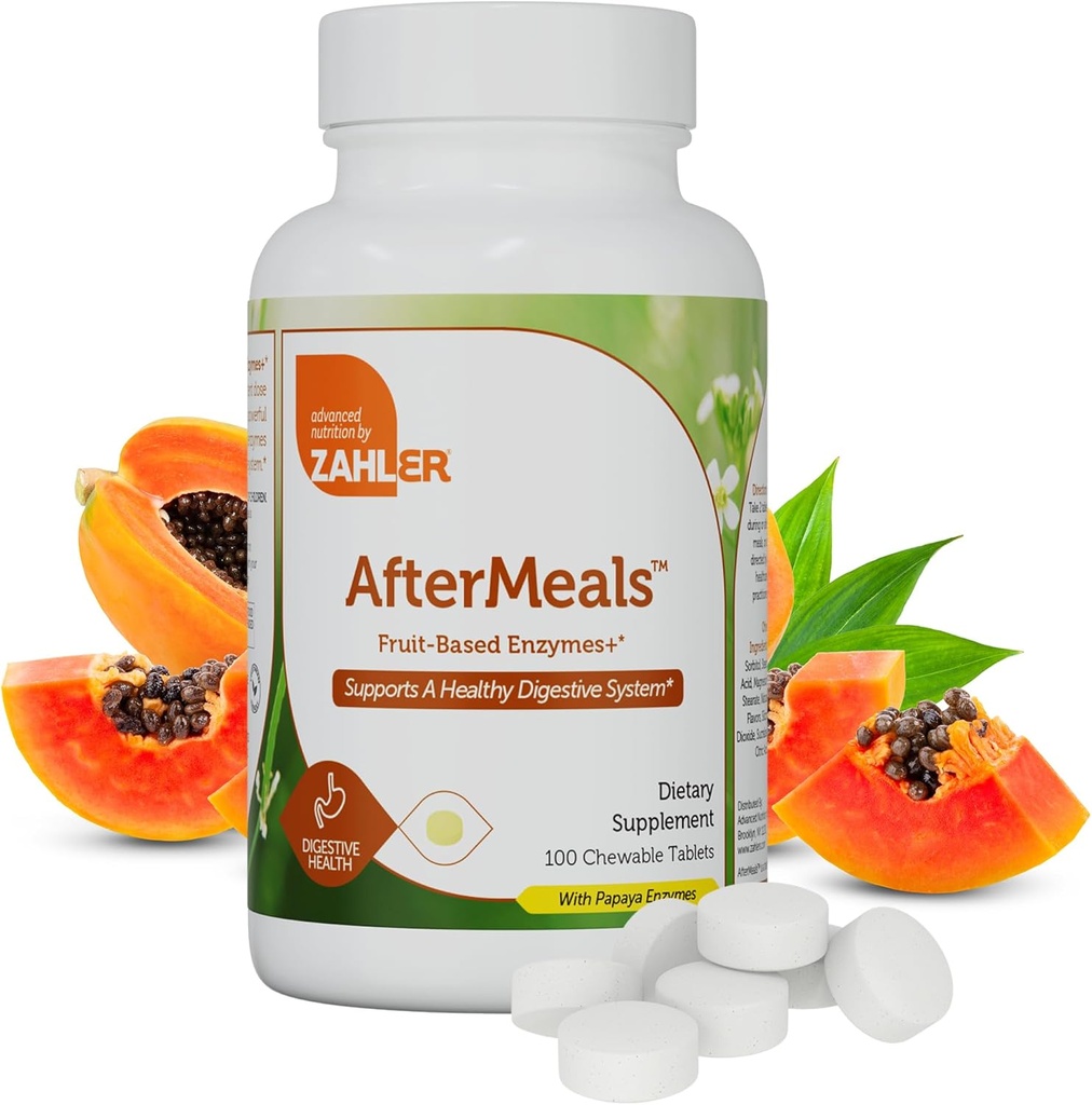 ZahlerのAftermeals、自然なAntacidの咀嚼、パパイヤの酵素のChewableタブレット、Digestiveの援助の補足、証明されたコーシャ、100のChewableタブレット