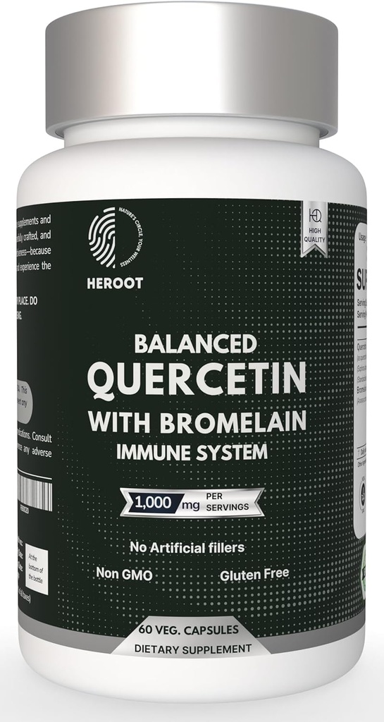 500mg Quercetin with Bromelain カプセル: 呼吸サポート非GMO | グルテンフリー | サポート 全体的な健康及び井戸のビーイング(60カプセル)