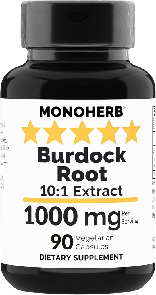 MONOHERB Burdock Root Extract 1000 mg - 90 Vegetarian Capsules