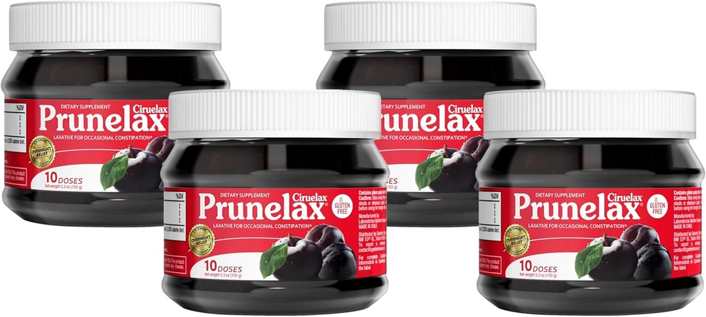Prunelax Ciruelax の通常の強さの Laxative ジャム - ビーガン & グルテンフリーの自然成分の乳液 - 5.3 oz (パック 4)