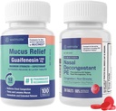 WELMATEの呼吸の救助の束:最高の強さのGuaifenesin 1200 Mg Mucusの救助(100のBi層のタブレット)+ Phenylephrine HCl 10のmgの鼻のDecongestant PE (200のタブレット)のSinus、風邪及びアレルギーサポート