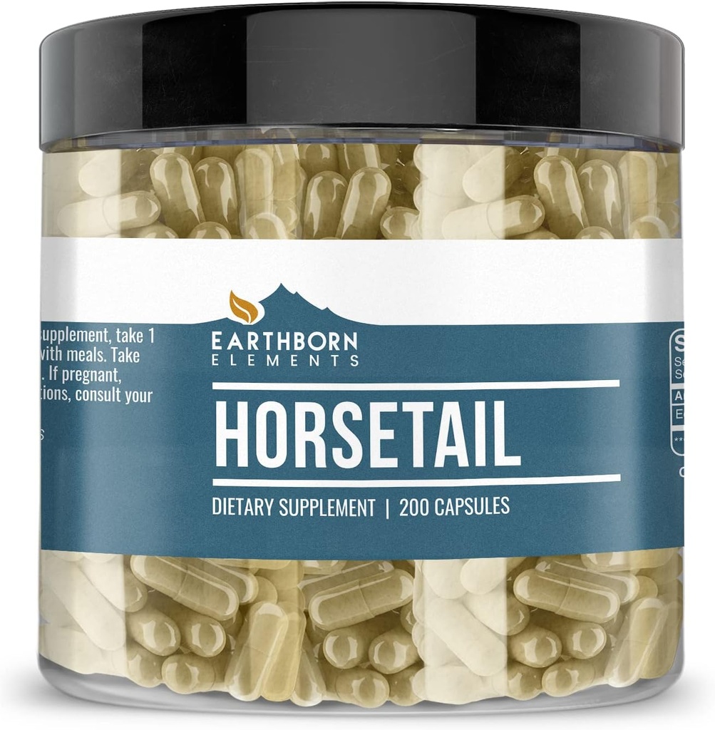 Earthborn Elements Horsetail 200 Capsules, Pure & Undiluted, No Additives