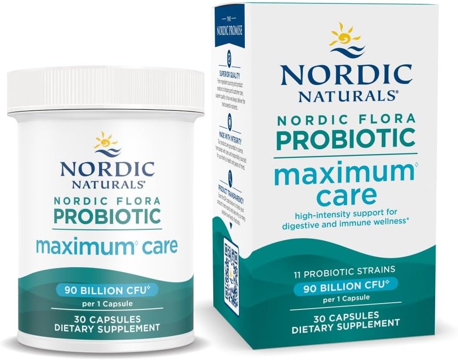 Nordic Naturals Nordic Flora Probiotic Max Care、30カプセル、毎日の免疫と消化の健康サポートのための11プロバイオティックストレーナー、ビーガン、30サービング