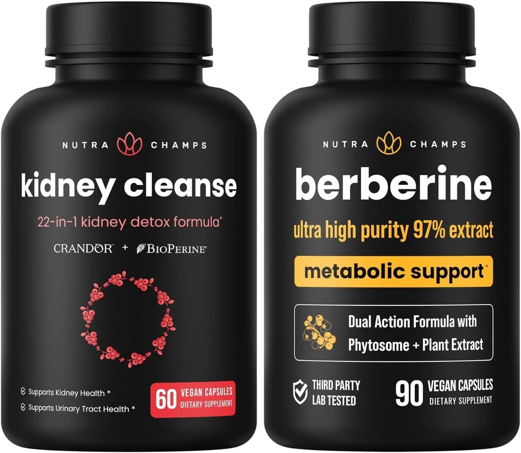 NutraChamps 完全な腎臓の健康: Berberine & Kidney Cleanse Duo