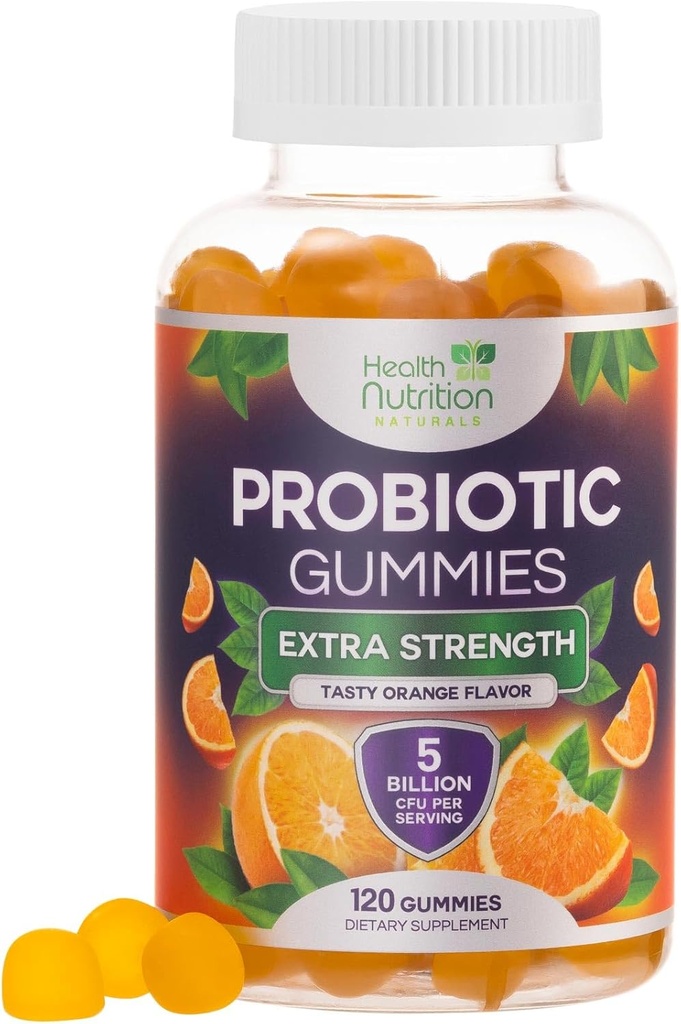 Probiotic Gummies 5 Billion CFU - 女性のための消化の健康とガット サポート ガミー、男性、&キッズ、免疫サポートのための毎日のプロバイオティクスサプリメント、非GMO、ビーガン、120グミー