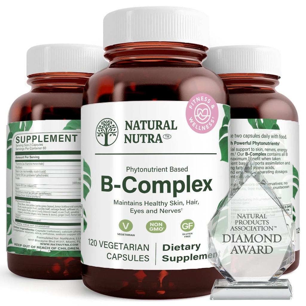 Niacin、葉酸塩、Theamin、Biotin、サポートNervousシステム健康の自然なNutraのビタミンBの複合体は、Metabolism、皮、目および毛の健康、全食糧補足、120のベジタリアンのカプセルを促進します