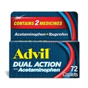 Advilの二重行為は8時間の痛みの軽減のためのアセトアミノフェン、250のMg Ibuprofenおよび500のMgのアセトアミノフェンが付いているカプレットに塗りました- 72の計算