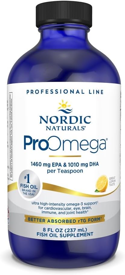 Nordic Naturals ProOmega Liquid、レモンフレーバー - 8 oz - 2840 mg Omega-3 - EPA&DHAとの高い効力魚油 - 脳、目、心、および免疫の健康を促進 - 非GMO - 48 サービング