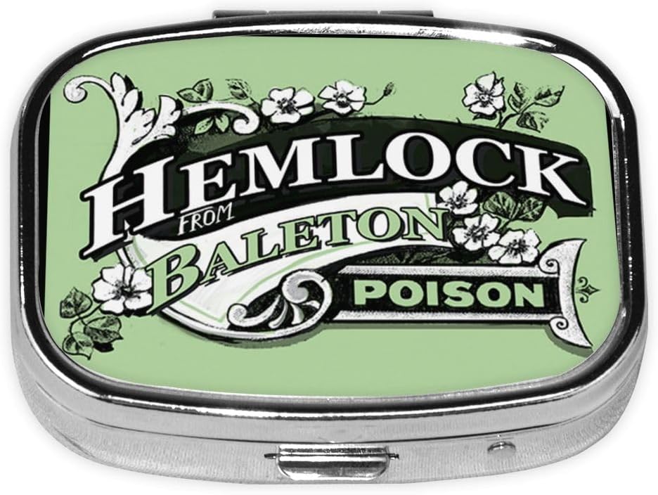 金属の2のコンパートメントの丸薬のオルガナイザーの旅行友好的な携帯用密集したピル箱のビタミン/魚油/補足/財布/ポケットのためのタブレット(ベールトンのポジソンからのHemlock)を握るかわいい丸薬箱