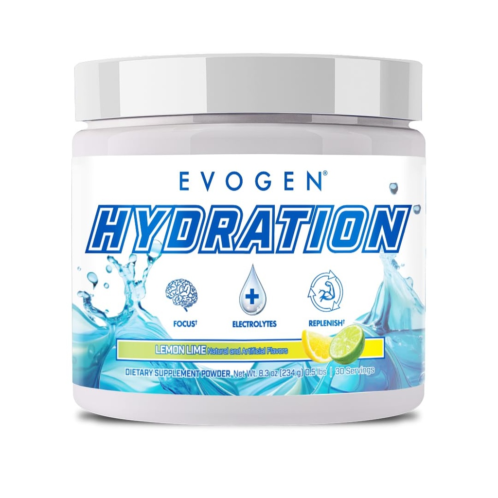Evogen Hydration - フルスペクトラム電解液パウダー | シュガーフリー電解液パウダーサプリメント 加水・エネルギー・回復 | ココナッツウォーター・ビタミンB・カリウム | レモンライム | 30 サービング
