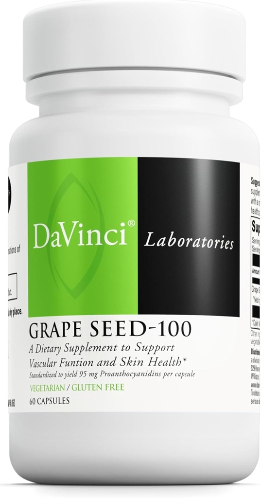 DAVINCI Labs Grape Seed-100 - 免疫システム、血管機能、健康な皮膚をサポートするための栄養補助食品* - 給餌ごとに100mgブドウ種子エキス - グルテンフリー - 60ベジタリアンカプセル