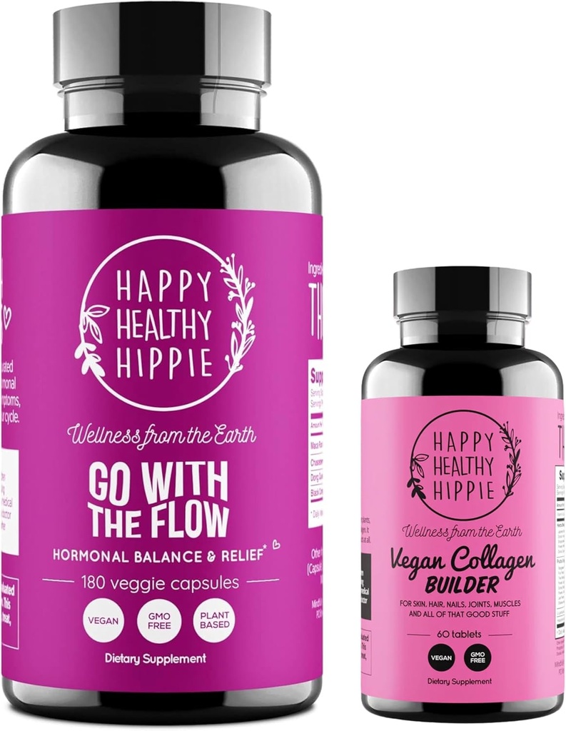 幸せな健康なHippieビーガンコラーゲンビルダー&女性180 Ctのためのフローホルモンバランスに行く