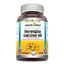 驚くべきオメガノルウェータラ肝油1250 Mg Softgelsサプリメント | Omega-3、EPA、DHA、ビタミンA、ビタミンD&ビタミンE(レモン | 120カウント)