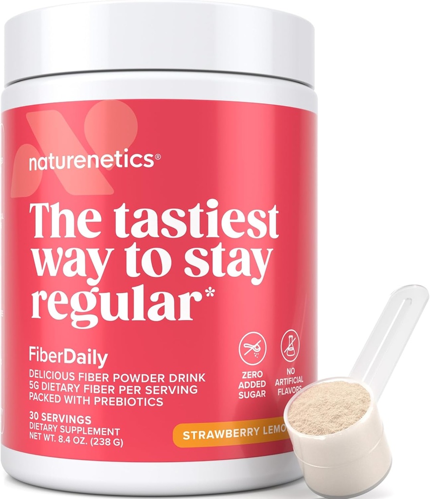 FiberDaily おいしい繊維の粉-有機性 Psyllium の腰掛け、Agave のインシュリン及び Sunfiber® のグア・ガムのいちごのLemonade の飲み物、砂糖は放します、溶性繊維、プレバイオティック繊維の補足、ビーガン、1 か月の供給