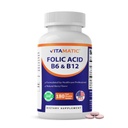 Vitamaticの葉酸、ビタミンB12及びB6 - 180の速い分解のタブレットの心の健康、エネルギー生産及び赤血球サポート