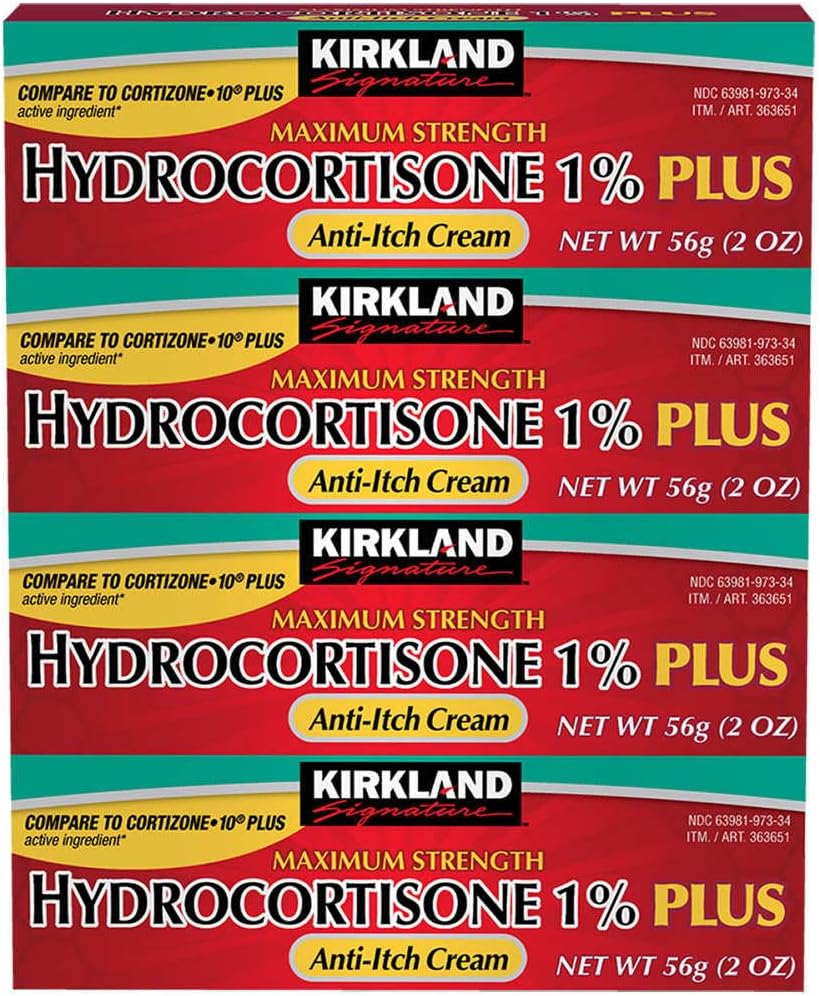 キルクランドシグネチャー最大強度ハイドロコーチゾンクリーム1%アロエ、2オンス(パック4)
