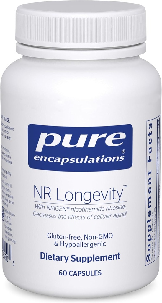 Pure Encapsulations NR Longevity - Supports Healthy Aging. Replenishment of NAD+ & Mitochondrial Function* - with NIAGEN - Gluten Free, Non-GMO, Hypoallergenic - 60 Capsules