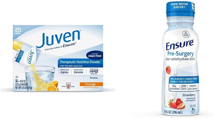 傷の治癒サポートのための Juven の治療上の栄養飲み物の組合せの粉は、Collaagen 蛋白質、オレンジ、30 の計算及び前外科、明確な炭水化物の飲み物、いちご、10 の fl oz、4 の計算を含みます