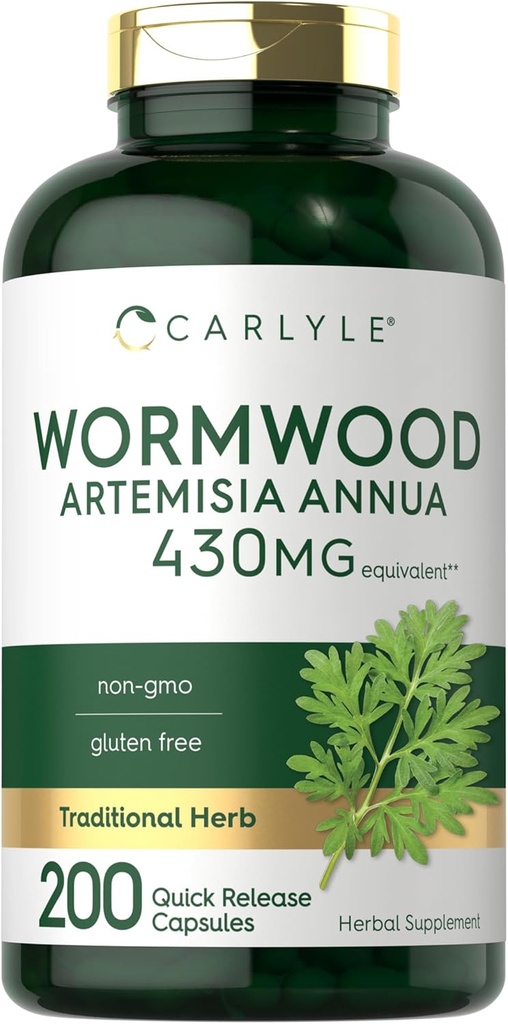Carlyle Wormwood Capsules 430mg | アルテミジア アンヌアハーブ | 200カウント | 非GMO&グルテンフリーサプリメント