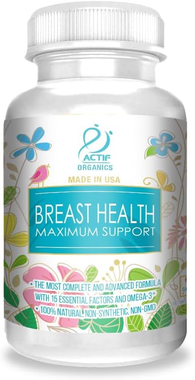 ACTIF Breast Health Maximum Support with 15 Advanced Factors and Omega-3 - Non GMO, Made in USA, 90 Count