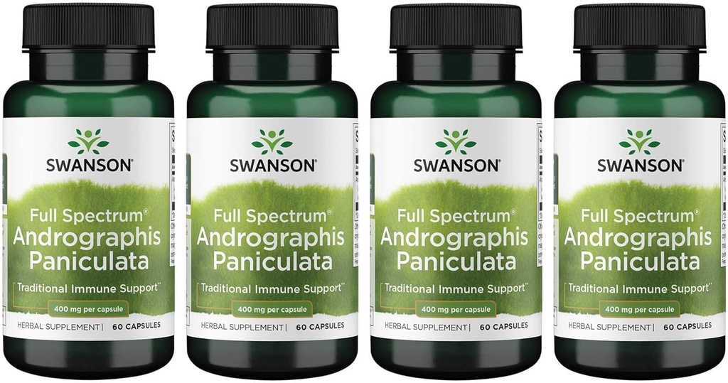 スワンソン フルスペクトラム Andrographis Paniculata 400 ミリグラム 60 カプセル (4 パック)