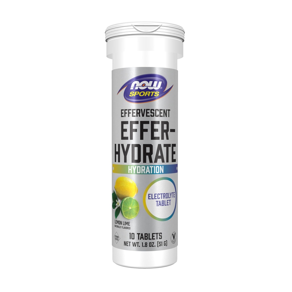 NOW Foods Sports Nutrition、Effervescent Effer-Hydrate、Electrolyte Supplement、Recovery*、Lemon Lime、10錠
