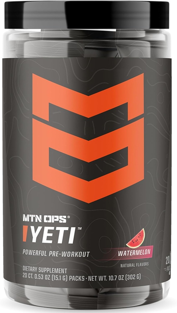 MTN OPS Yeti Trailは、クレアチンとプレワークアウトパウダーエナジードリンクをパック, 200mgカフェイン & ベータアラニンとBCAAs, 20-シングルサービング, ウォーターメロン