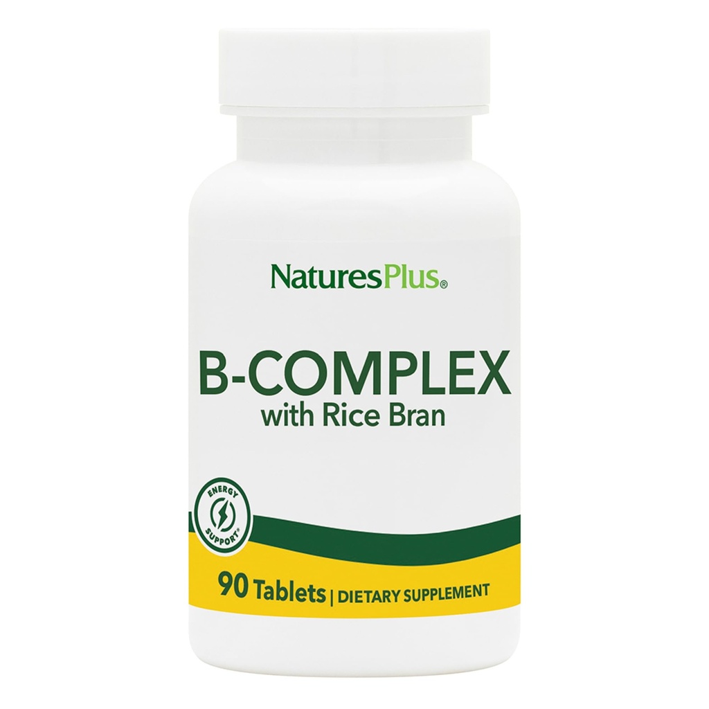 NaturesPlus B-コンプレックスとライスブラン - 90錠 - ベジタリアン、グルテンフリー - 90サービング