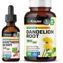 BIO KRAUTER Hawthorn Tincture 2 Fl. Oz. & Dandelion 100カプセル