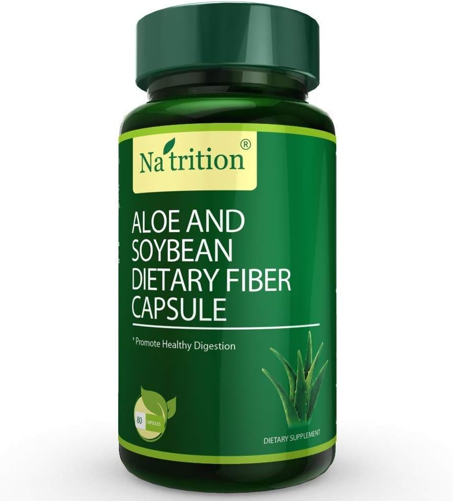 栄養アロエベラゲルエキスは、大豆食物繊維とカプセル - 最高の腸内クレンジングサプリメント - 消化と便秘の救済を改善する - 80カプセル
