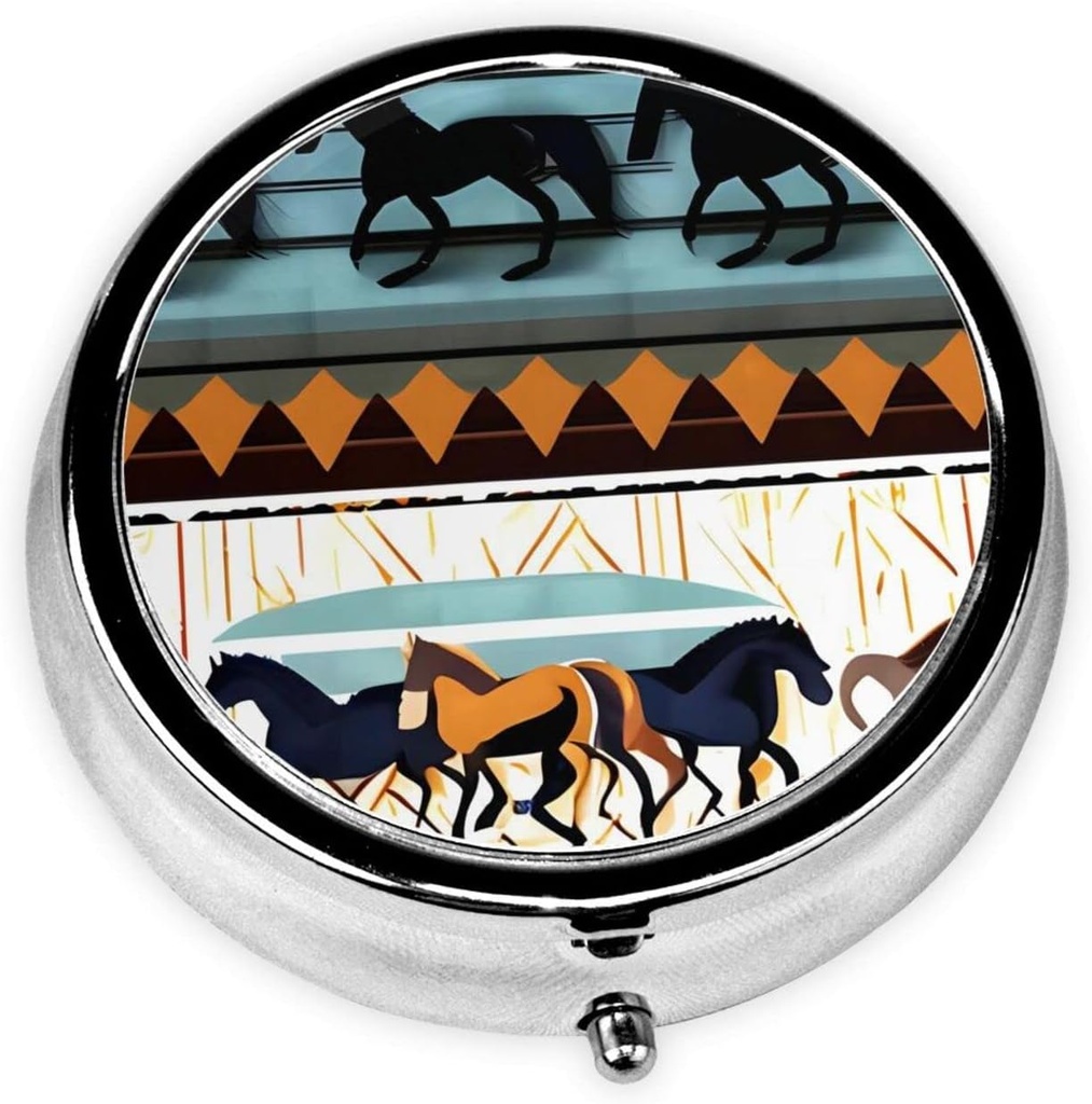 ピルボックス、財布&ポケットのための小さな丸薬ケース、かわいい薬の主催者旅行ピルボックス、ビタミン、薬、魚油、サプリメント、ホースストライプパターンを保持するためのポータブルピルコンテナホルダー